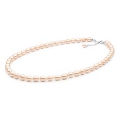 Colier perle naturale roz piersica 50 cm si argint DiAmanti FCP48-M-G